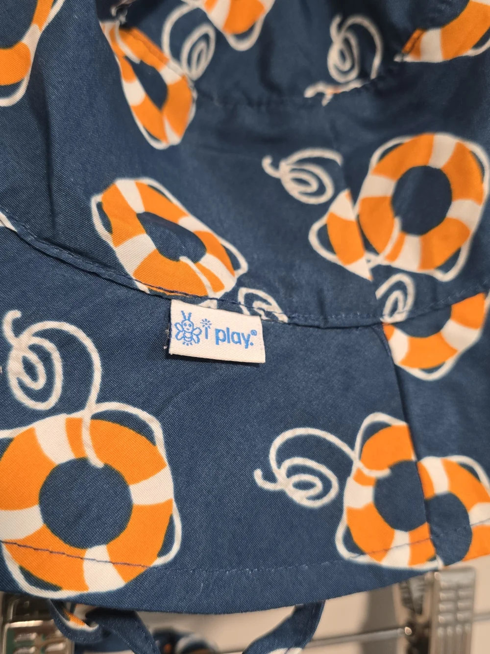 i play. Baby Bucket Hat & Swim Trunk Diaper Set UPF50+ Lifesavers Print NWOT
